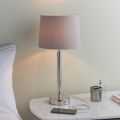Endon 72175 - Tischlampe mit USB-Anschluss SYON 1xE14/40W/230V glänzender Chrom/Beige