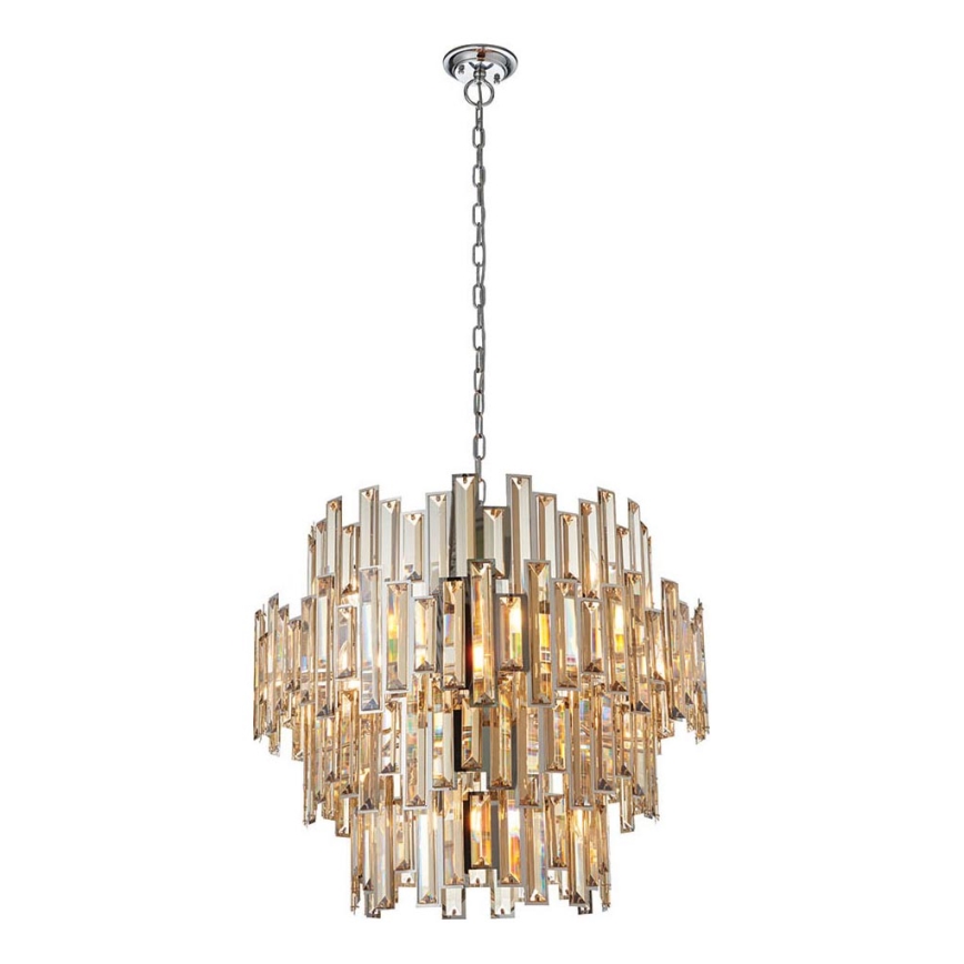 Endon 72746 - Kristall-Kronleuchter an Kette VIVIANA 15xE14/40W/230V polierter Chrom/rauchfarben