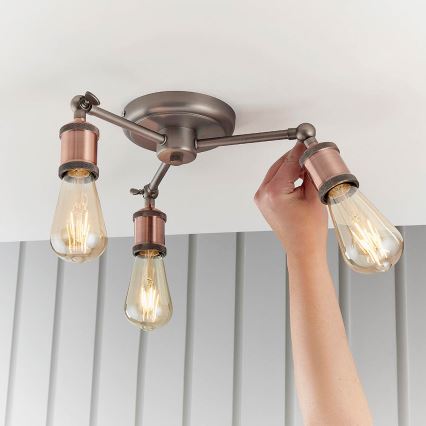 Endon 76124 - Halogen-Spotleuchte 3xE27/10W/230V mattchrom/kupfer