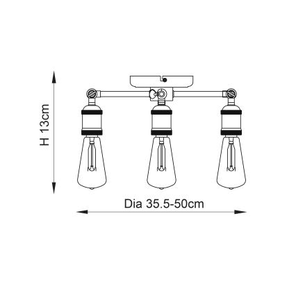 Endon 76124 - Halogen-Spotleuchte 3xE27/10W/230V mattchrom/kupfer