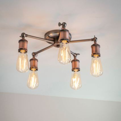 Endon 76336 - Strahler HAL 5xE27/10W/230V bronzen/kupfern
