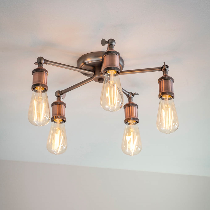 Endon 76336 - Strahler HAL 5xE27/10W/230V bronzen/kupfern
