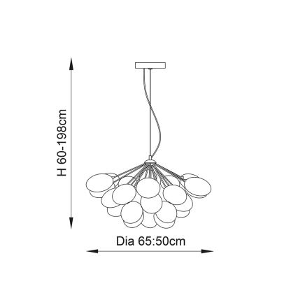 Endon 76450 - Pendelleuchte an Kabel INFINITY 6xG9/28W/230V mehrfarbig
