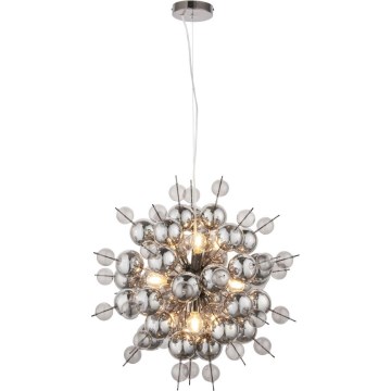 Endon 81583 - Hängeleuchte mit Kabel JOULES 9xE14/7W/230V glänzender Chrom/rauchfarbenes Glas