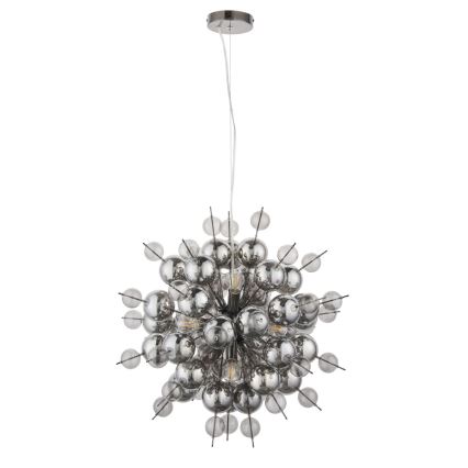 Endon 81583 - Hängeleuchte mit Kabel JOULES 9xE14/7W/230V glänzender Chrom/rauchfarbenes Glas