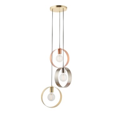 Endon 81922 - Hängeleuchte mit Kabel HOOP 3xE27/40W/230V gold/kupfer/mattchrom
