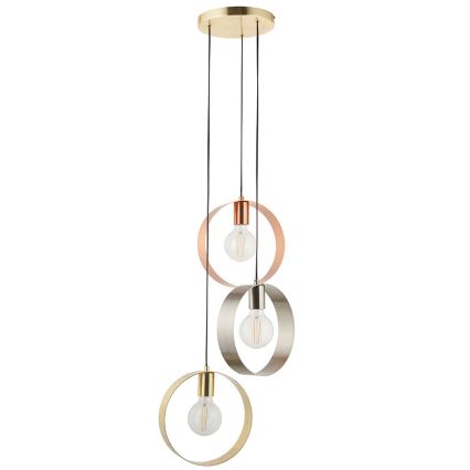 Endon 81922 - Hängeleuchte mit Kabel HOOP 3xE27/40W/230V gold/kupfer/mattchrom