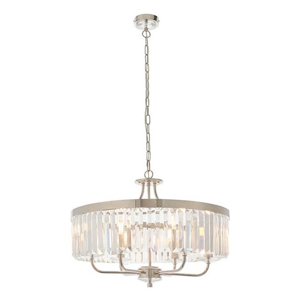 Endon 90263 - Kronleuchter an Kette CHESTERFIELD 6xE14/6W/230V Ø 55 cm glänzender Chrom