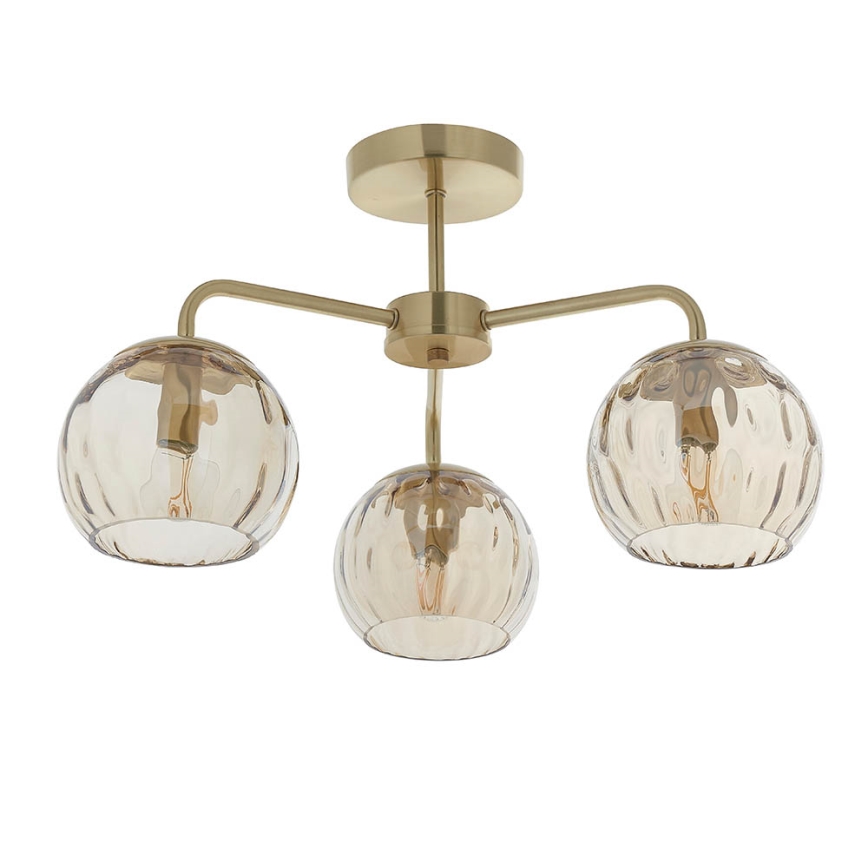 Endon 91968 - Aufbau-Deckenleuchte DIMPLE 3xE14/25W/230V, gold/rauchiges Beige