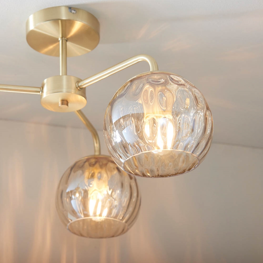 Endon 91968 - Aufbau-Deckenleuchte DIMPLE 3xE14/25W/230V, gold/rauchiges Beige