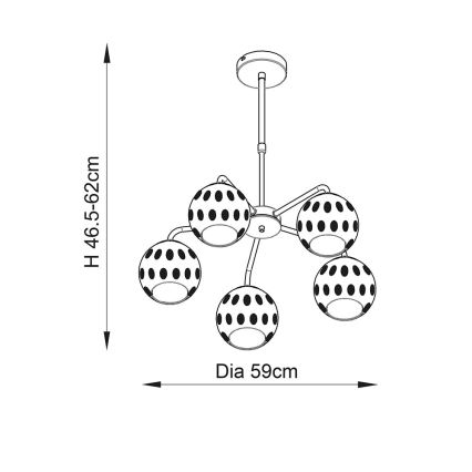 Endon 91969 - Pendelleuchte an Stange DIMPLE 5xE14/7W/230V goldfarben