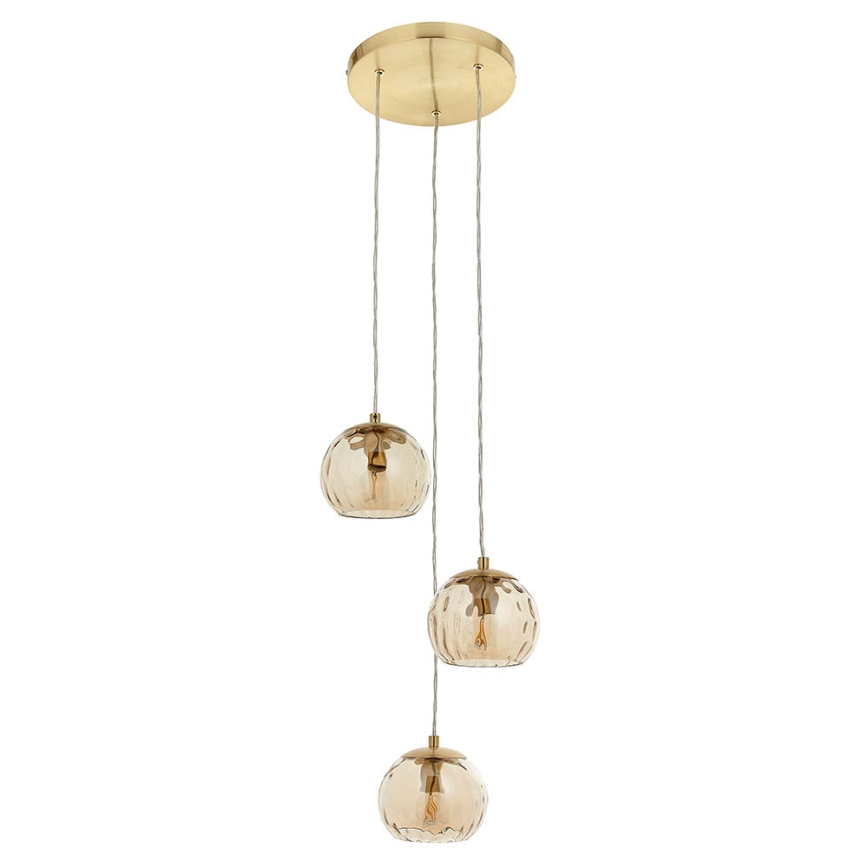 Endon 91971 - Hängeleuchte mit Kabel DIMPLE 3xE14/25W/230V gold/rauchbeige