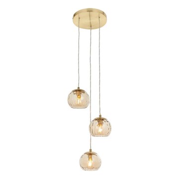 Endon 91971 - Pendelleuchte mit Kabelaufhängung DIMPLE 3xE14/7W/230V Gold/rauchiges Beige