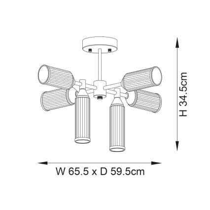 Endon 92213 - Deckenleuchte an Stange TOUR 6xG9/3W/230V Messing