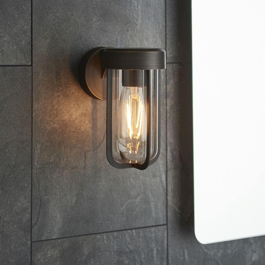 Endon 92857 - Badezimmer-Wandleuchte 1xE27/6W/230V IP44 Bronze/Schwarz