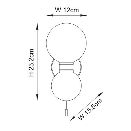 Endon 93523 - Badezimmer-Wandleuchte PULSA 2xG9/3W/230V IP44 schwarz/weiß