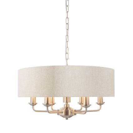 Endon 94357 - Kronleuchter an Kette HIGHCLERE 6xE14/40W/230V Ø 55 cm beige/mattchrom