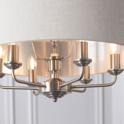 Endon 94357 - Kronleuchter an Kette HIGHCLERE 6xE14/40W/230V Ø 55 cm beige/mattchrom
