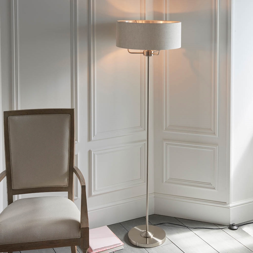 Endon 94359 - Stehleuchte HIGHCLERE 3xE14/40W/230V beige/glänzendes Chrom d 47 cm