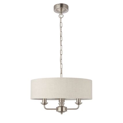 Endon 94361 - Hängeleuchte an Kette HIGHCLERE 3xE14/40W/230V beige/matt Chrom