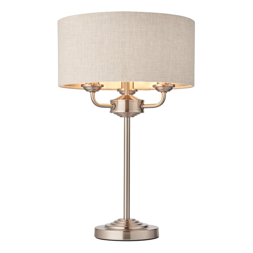 Endon 94369 - Tischleuchte HIGHCLERE 3xE14/18W/230V beige/matt Chrom