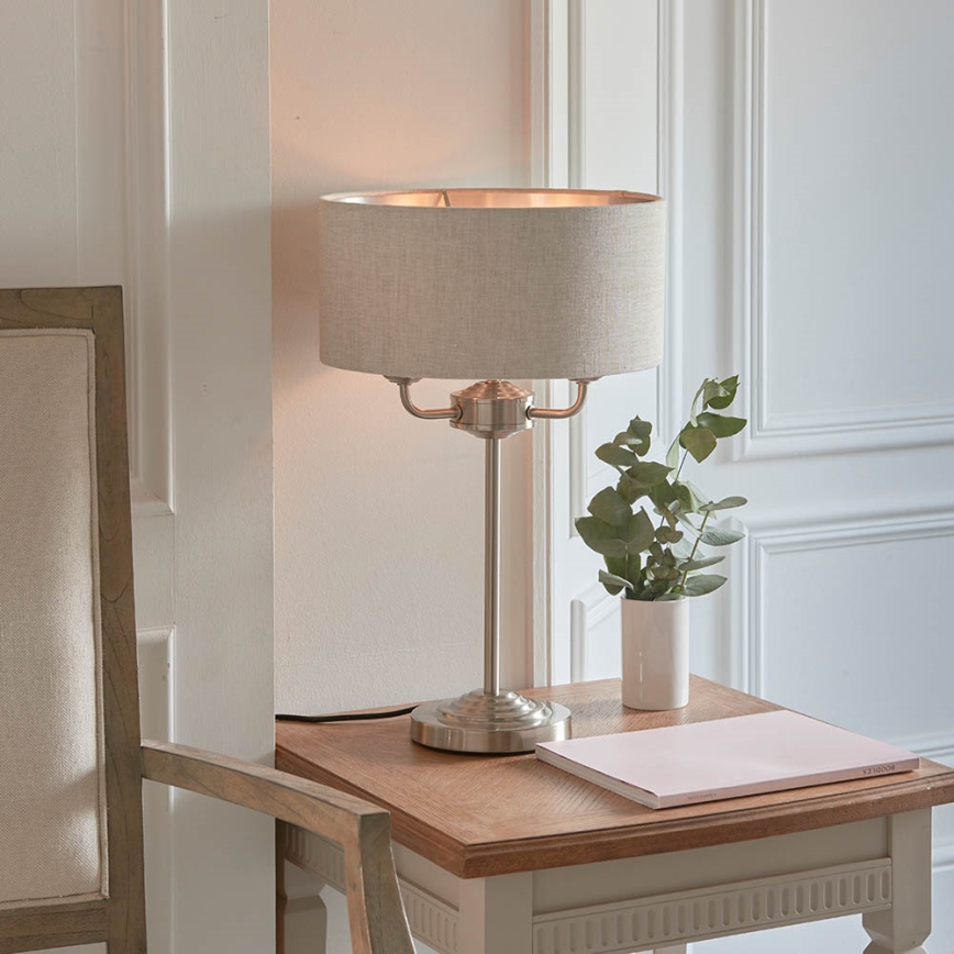 Endon 94369 - Tischleuchte HIGHCLERE 3xE14/18W/230V beige/matt Chrom