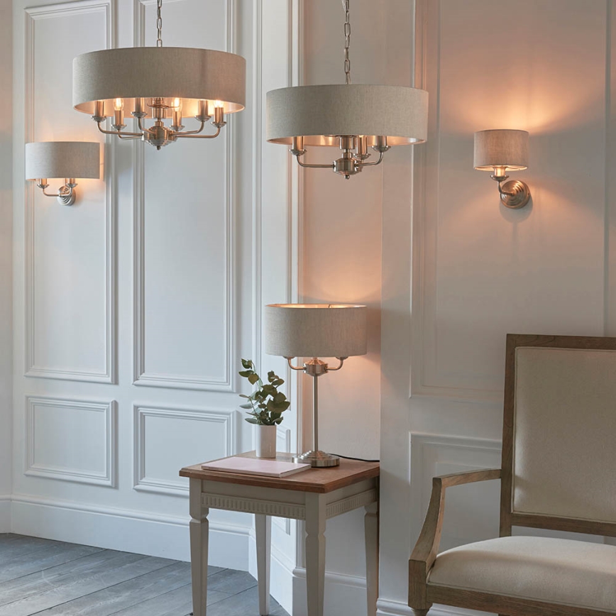 Endon 94369 - Tischleuchte HIGHCLERE 3xE14/18W/230V beige/matt Chrom