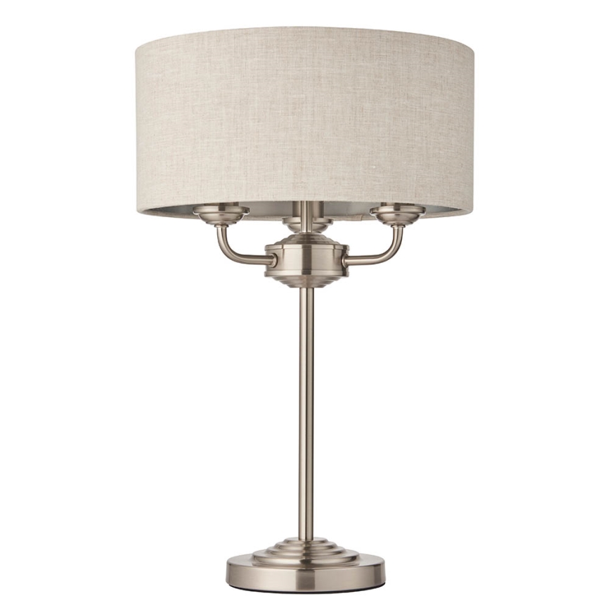 Endon 94369 - Tischleuchte HIGHCLERE 3xE14/18W/230V beige/matt Chrom