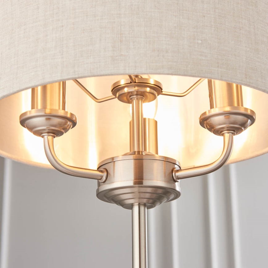 Endon 94369 - Tischleuchte HIGHCLERE 3xE14/18W/230V beige/matt Chrom