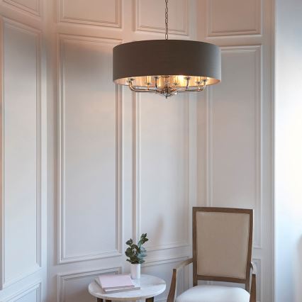 Endon 94373 - Hängeleuchte an Kette HIGHCLERE 6xE14/40W/230V grau/glänzendes Chrom