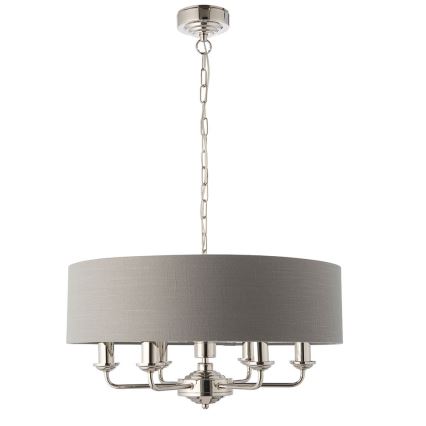 Endon 94373 - Hängeleuchte an Kette HIGHCLERE 6xE14/40W/230V grau/glänzendes Chrom
