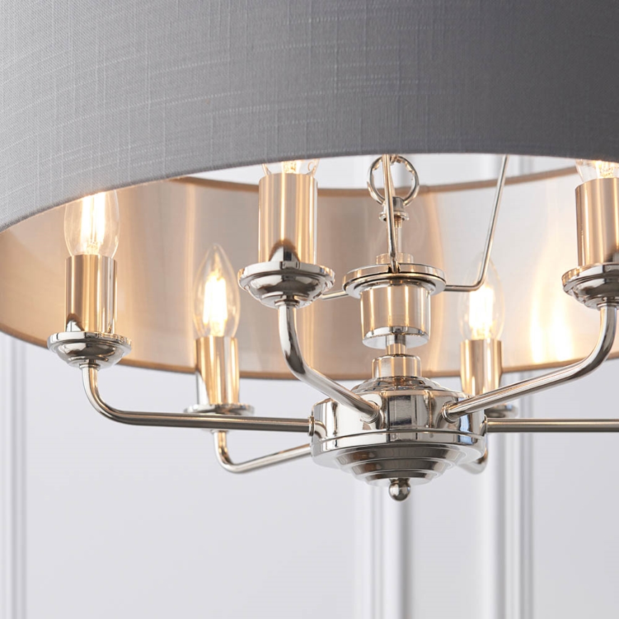 Endon 94373 - Hängeleuchte an Kette HIGHCLERE 6xE14/40W/230V grau/glänzendes Chrom