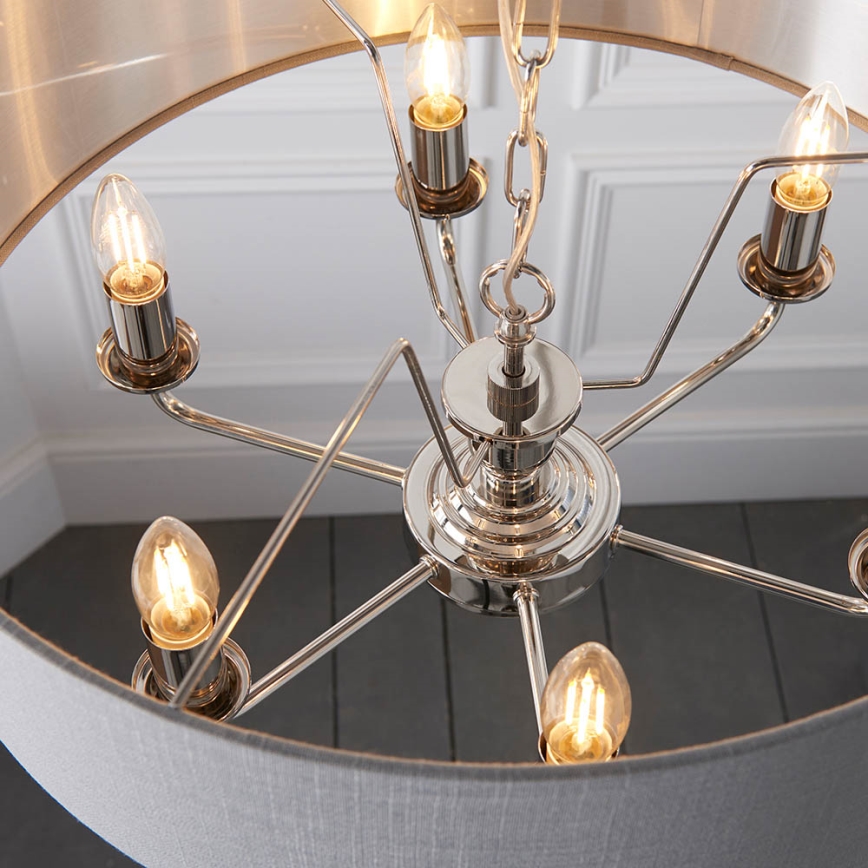 Endon 94373 - Hängeleuchte an Kette HIGHCLERE 6xE14/40W/230V grau/glänzendes Chrom
