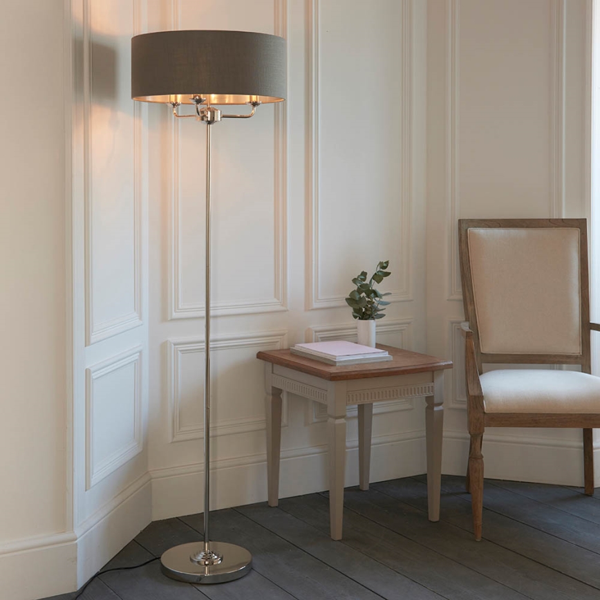 Endon 94378 - Stehleuchte HIGHCLERE 1xE14/40W/230V grau/glänzendes Chrom