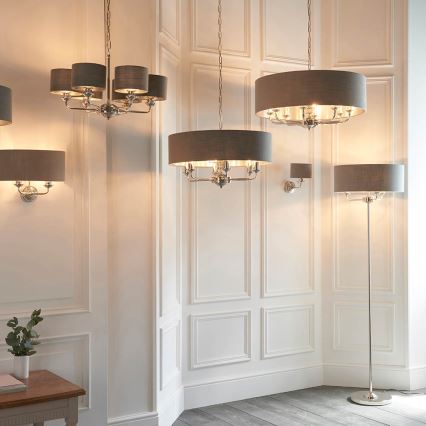 Endon 94378 - Stehleuchte HIGHCLERE 1xE14/40W/230V grau/glänzendes Chrom