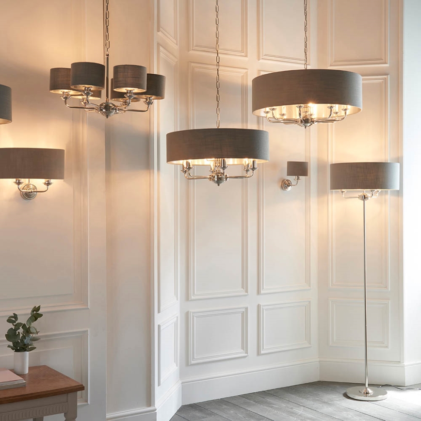Endon 94378 - Stehleuchte HIGHCLERE 1xE14/40W/230V grau/glänzendes Chrom