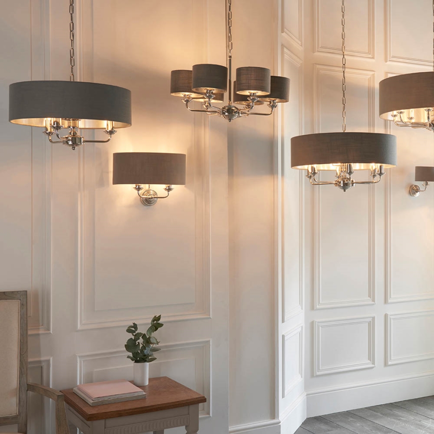 Endon 94406 - Wandleuchte HIGHCLERE 2xE14/40W/230V dunkelgrau/glänzendes Chrom
