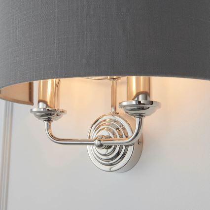 Endon 94406 - Wandleuchte HIGHCLERE 2xE14/40W/230V dunkelgrau/glänzendes Chrom