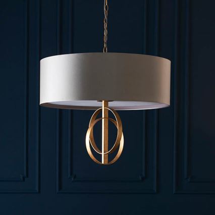 Endon 95211 - Eleganter Kronleuchter mit Kette, 5xE27/10W/230V, Durchmesser 70 cm, Grau/Messing