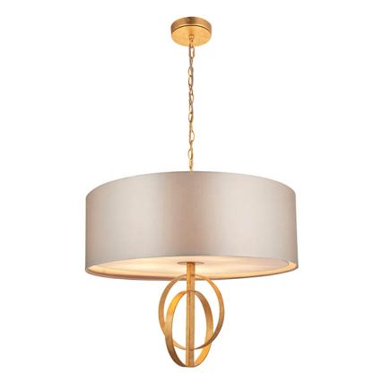 Endon 95211 - Eleganter Kronleuchter mit Kette, 5xE27/10W/230V, Durchmesser 70 cm, Grau/Messing