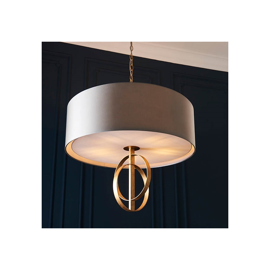 Endon 95211 - Eleganter Kronleuchter mit Kette, 5xE27/10W/230V, Durchmesser 70 cm, Grau/Messing