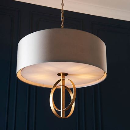 Endon 95211 - Eleganter Kronleuchter mit Kette, 5xE27/10W/230V, Durchmesser 70 cm, Grau/Messing