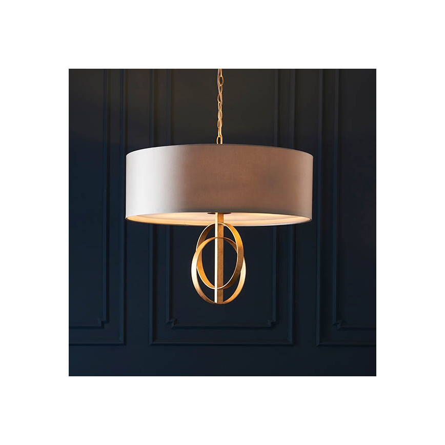 Endon 95211 - Eleganter Kronleuchter mit Kette, 5xE27/10W/230V, Durchmesser 70 cm, Grau/Messing