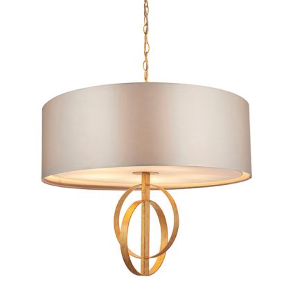 Endon 95211 - Eleganter Kronleuchter mit Kette, 5xE27/10W/230V, Durchmesser 70 cm, Grau/Messing
