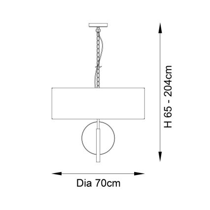Endon 95211 - Eleganter Kronleuchter mit Kette, 5xE27/10W/230V, Durchmesser 70 cm, Grau/Messing