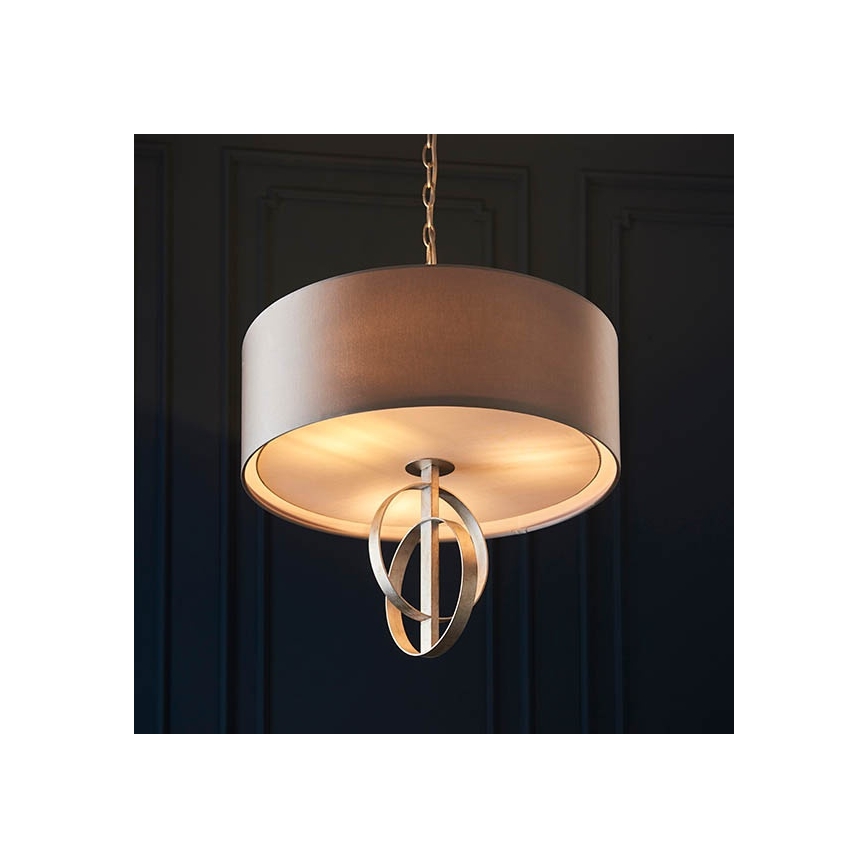 Endon 95215 - Kronleuchter an Kette, 5×E27 (je 10 W), 230 V, Ø 70 cm, grau