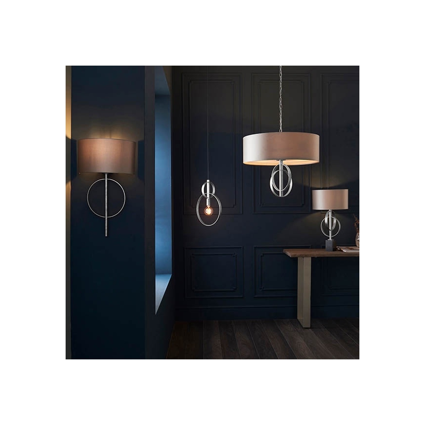 Endon 95215 - Kronleuchter an Kette, 5×E27 (je 10 W), 230 V, Ø 70 cm, grau