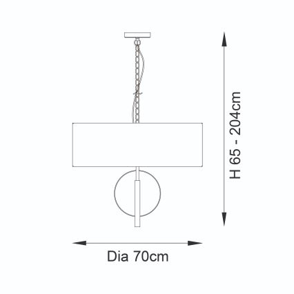 Endon 95215 - Kronleuchter an Kette, 5×E27 (je 10 W), 230 V, Ø 70 cm, grau