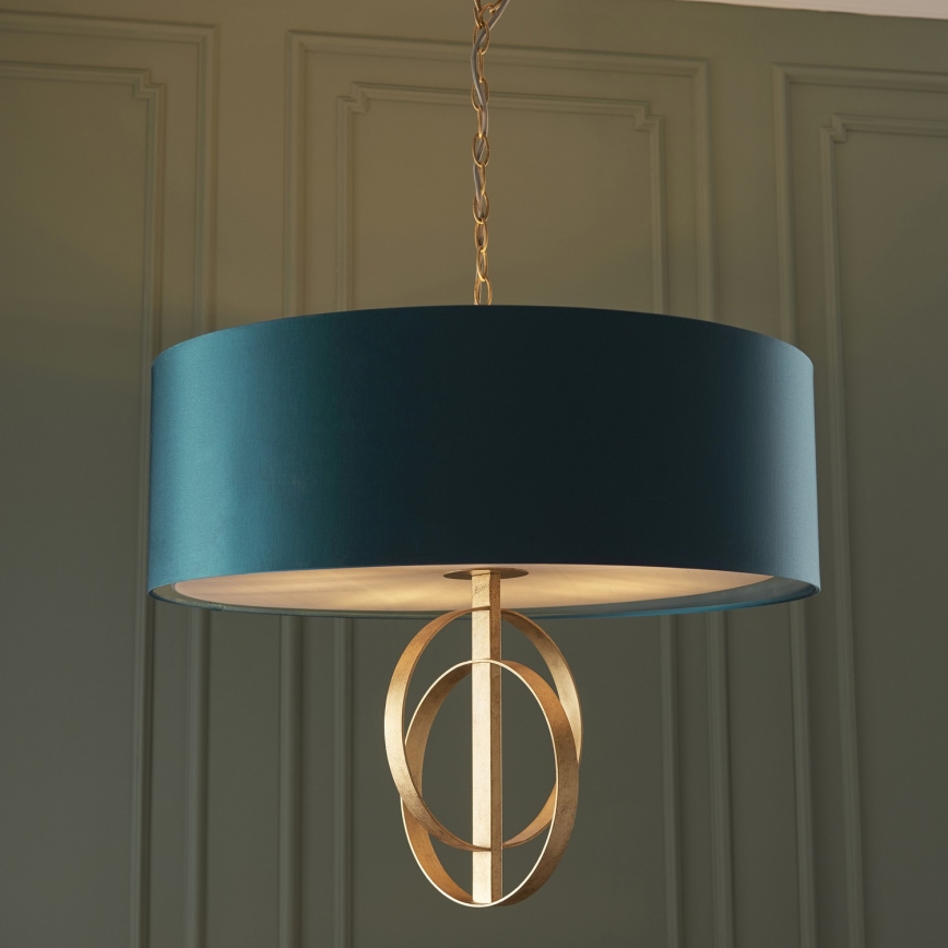 Endon 95219 - Kronleuchter mit Kette 5xE27/10W/230V, Ø 70 cm, blau/messing