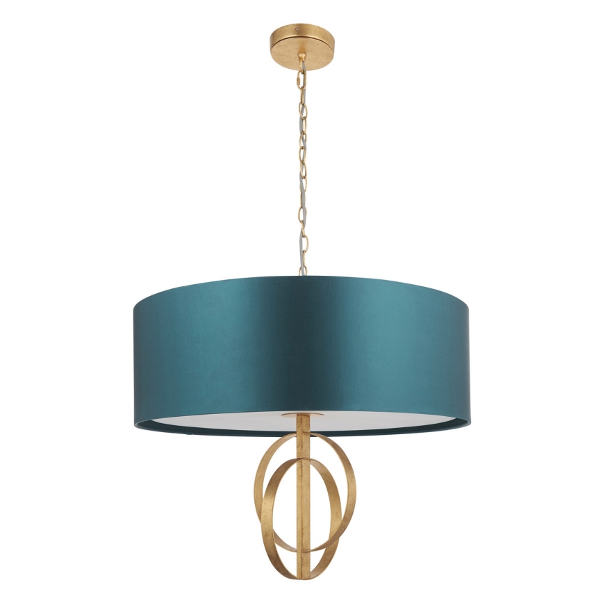 Endon 95219 - Kronleuchter mit Kette 5xE27/10W/230V, Ø 70 cm, blau/messing